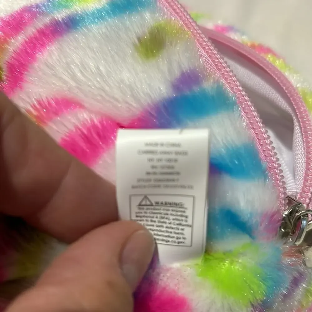 Carried Away rainbow plush unicorn back pack adjustable straps pink nylon nwot